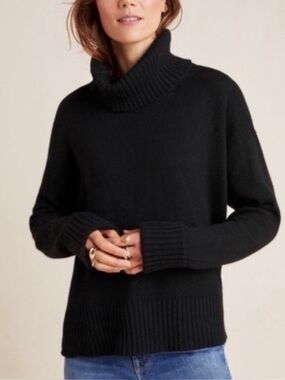 Anthropologie Blair Wool Blend Turtleneck Sweater in Black